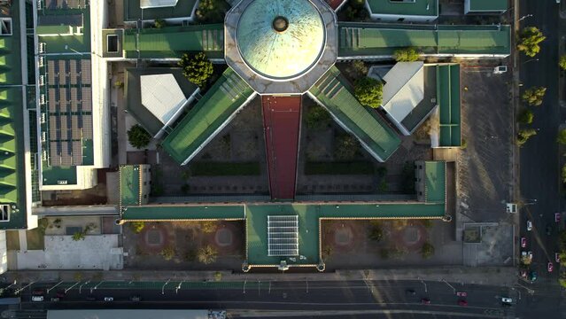 drone shot of historical lecumberri prison centre in mexico city