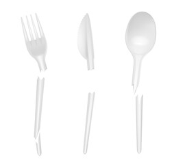 Broken Disposable Tableware Realistic Set