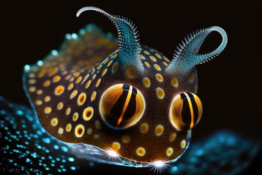 Cyerce sp. 4, Dark Net Butterfly Slug, NSSI2. Photographs of underwater macro life taken in Romblon, Philippines. Generative AI