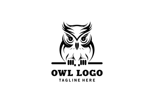 Owl logo design, simple abstract owl logo symbol vector illustration