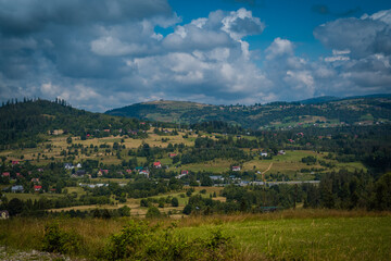 Fototapeta na wymiar Poland, beautiful Zwardoń village in the mountains.