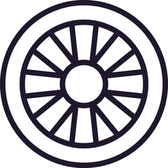 Obraz premium Single line icon of wheel on isolated white background. High quality editable stroke for mobile apps, web design, websites, online shops etc.