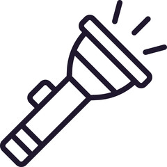 Flashlight concept. Single premium editable stroke pictogram perfect for logos, mobile apps, online shops and web sites. Vector symbol isolated on white background.