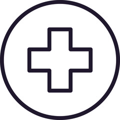 Single line icon of medical cross High quality vector illustration for design, web sites, internet shops, online books etc. Editable stroke in trendy flat style isolated on white background