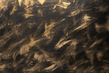 Wooden texture with gold rustic paint on black background