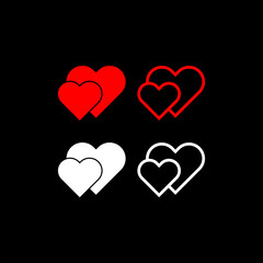 Heart icon isolated on black background. Romantic symbol  isolated on black background