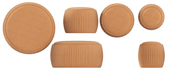 soft pouf isolated on white background, interior furniture, 3D illustration, cg render
