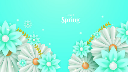 Fototapeta na wymiar Abstract light green nature spring botanical flower floral illustration background vector