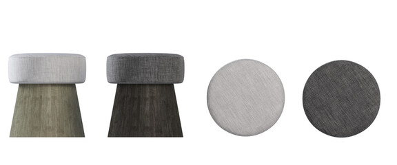 soft pouf isolate on a transparent background, interior furniture, 3D illustration, cg render