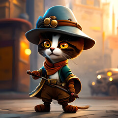 3d cat with a hat