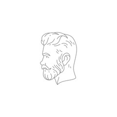 Barbershop gentleman grooming salon coiffure brutal man beard mustache line vintage logo vector