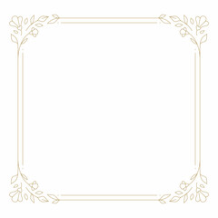 Floral ornament frame blossom natural branch antique golden vintage line design vector illustration. © provectors