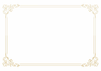 Floral banner frame golden old fashioned bloom botanical border vintage line vector illustration