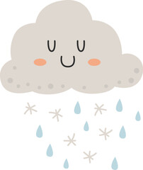 Fototapeta premium Cute Rain character Cloud with raindrop