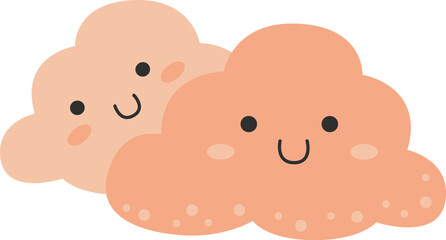 Happy pink clouds characters Weather