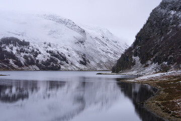 Loch Killin during winter in the highlands of Scotland, United Kingdom.