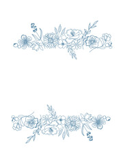 美しい線画のボタニカル背景素材、フレーム、花　シンプル、線画、ナチュラル