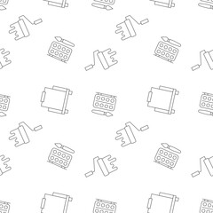 Vector seamless pattern of easel, paint roller, color palette is made of various element