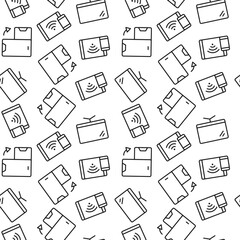 Seamless pattern of TV, smartphone, tablet. Perfect for wallpapers, covers, backgrounds, fabric, textile