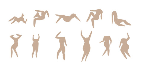 Matisse people silhouettes. Henri Matisse abstract figures In different poses. Vector illustration isolated in white background