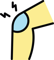 Knee kid pain icon. Outline Knee kid pain vector icon for web design isolated on white background color flat