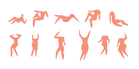 Matisse people silhouettes. Henri Matisse abstract figures In different poses. Vector illustration isolated in white background