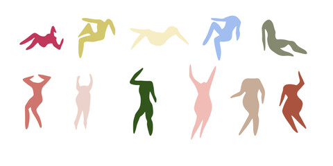 Matisse people silhouettes. Henri Matisse abstract figures In different poses. Vector illustration isolated in white background
