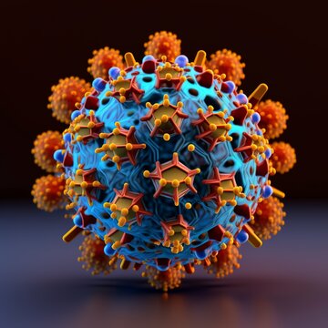 Macro coronavirus(covid-19) cell delta plus variant.BA.5,BA.2.75,BA.4(omicron covid).COVID 19 Delta plus variant Sars ncov 2.Mutated coronavirus SARS-CoV-2 flu disease pandemic, Generative AI