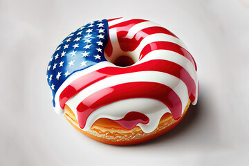 Donut happy 4th of july, usa independence day. american patriotic holiday. Generative Ai