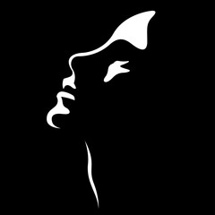 vector black and white image of a beautiful female profile shaped by a shadow. useful for advertising products for women, beauty salons, decorative and skin care cosmetics, logo, print, poster, design