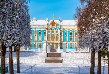 Catherine palace and park in winter, Tsarskoe Selo (Pushkin), Saint Petersburg, Russia