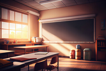 Empty blackboard in the classroom or office. AI generated. Concept of learning.