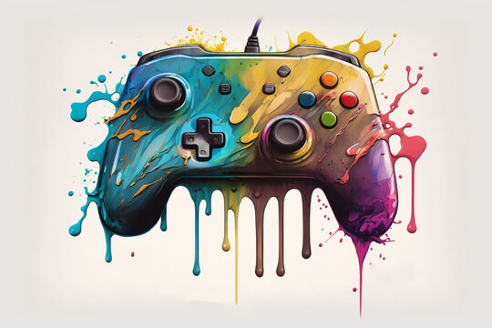Deep colorful melting splash controller. generative ai