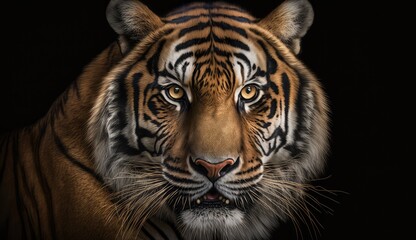 Tiger. Portrait mit Blick in die Kamera. Generative AI image