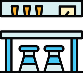 Tavern counter icon. Outline Tavern counter vector icon for web design isolated on white background color flat