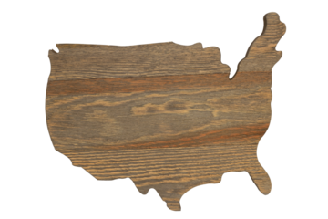 Weathered wood USA map isolated on white