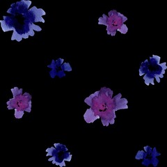 Fototapeta na wymiar Violet viola flower black pattern a watercolor 