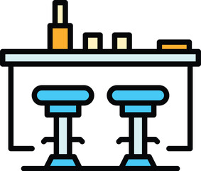 Home bar counter icon. Outline Home bar counter vector icon for web design isolated on white background color flat