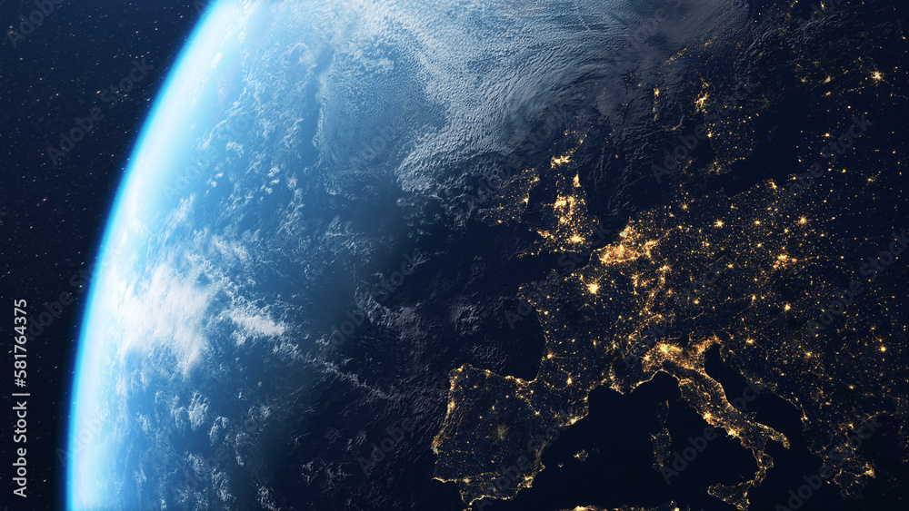 Canvas Prints europe and planet earth seen from outer space