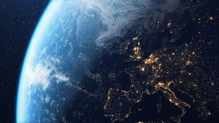 Europe and planet earth seen from outer space