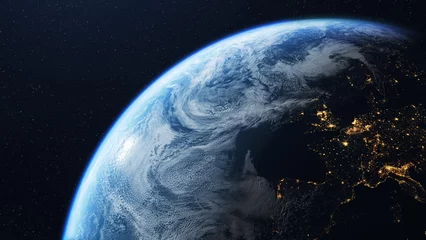 Photo sur Plexiglas Pleine Lune arbre europe and planet earth seen from space
