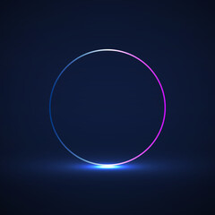 Abstract cosmic vibrant color circle on dark background. Vector illustration