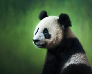 Obraz na płótnie Canvas Giant panda bear green background big animal art