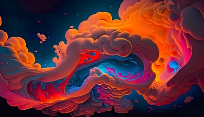 A neon cloud with swirling colors and shapes  Generative AI