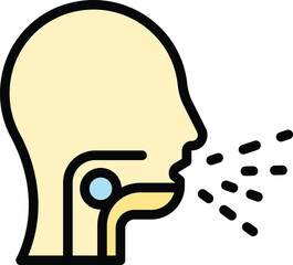 Cough icon. Outline cough vector icon for web design isolated on white background color flat