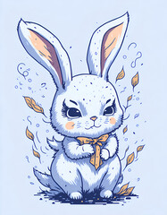 Cute cartoon bunny. AI generated illustration