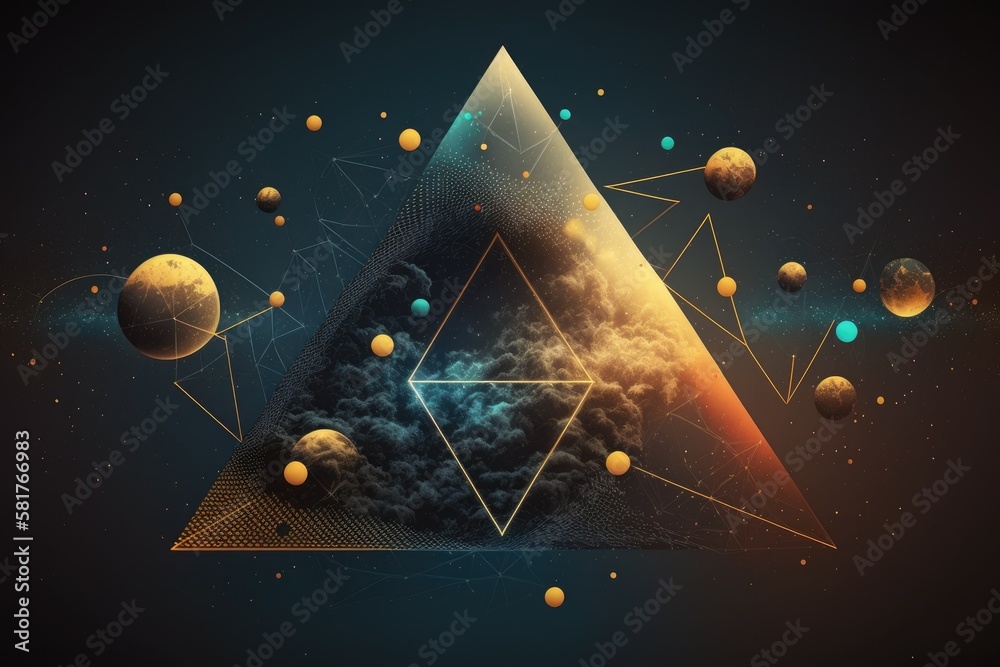 Poster abstract background with triangle connections and large dots. the idea of a smaller, more connected 