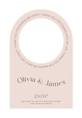 Simple and trendy card, invitation, panel design illustration graphic set in arched frame. marriage, wedding, party invitation card template. 