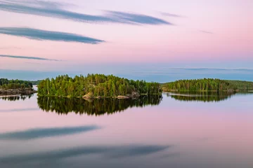 Foto op Canvas sunrise over the lake © Artem