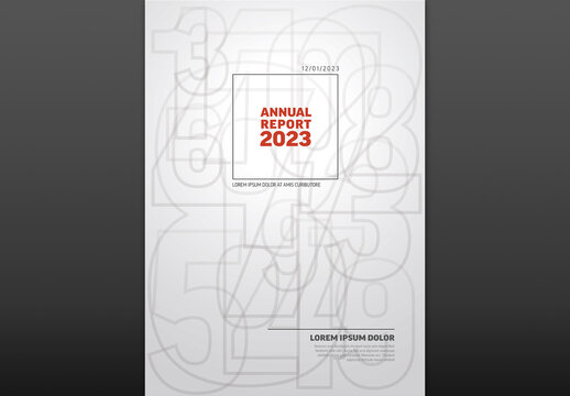 Light annual report front cover page template with big numbers